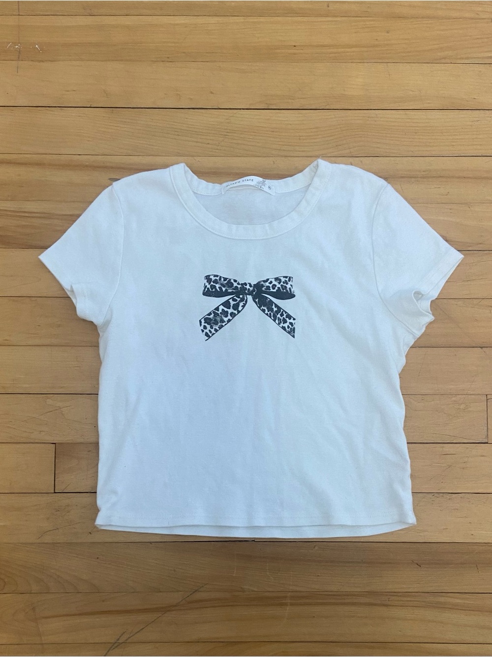 Womens XL White Crop Top Alter'd State Black Bow 100% Cotton Made in USA